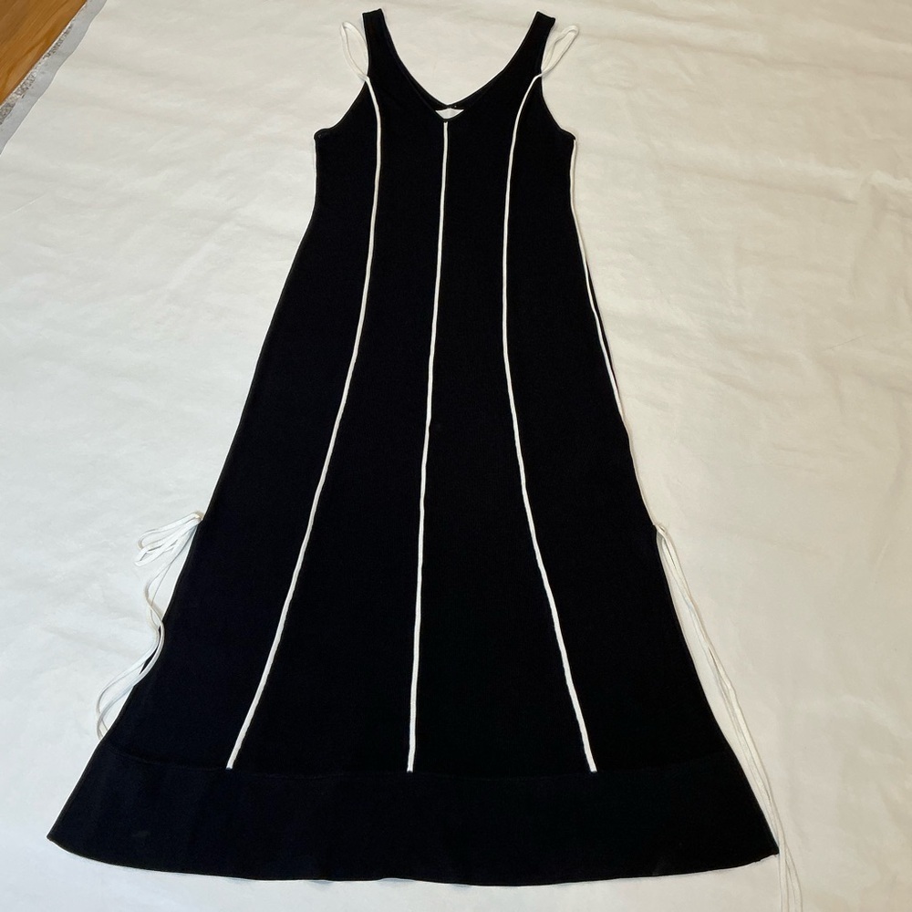 3.1 PHILLIP LIM V-Neck Tank Lux Viscose Midi Dress with Piping Trim Size Large - Picture 9 of 16